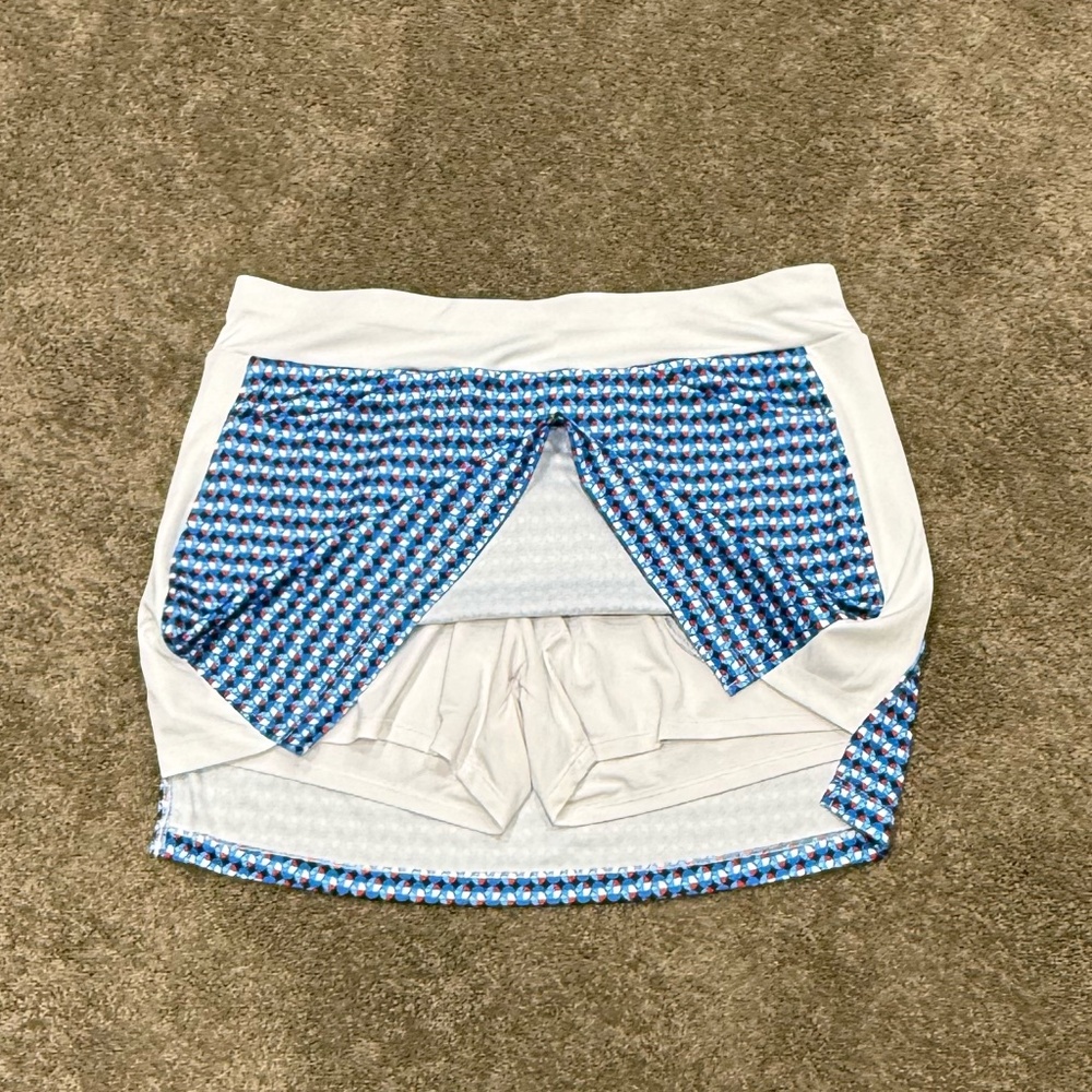 PGA Tour Women's Golf Skort Size L Blue White Geometric Print Athletic Tennis - Picture 4 of 6